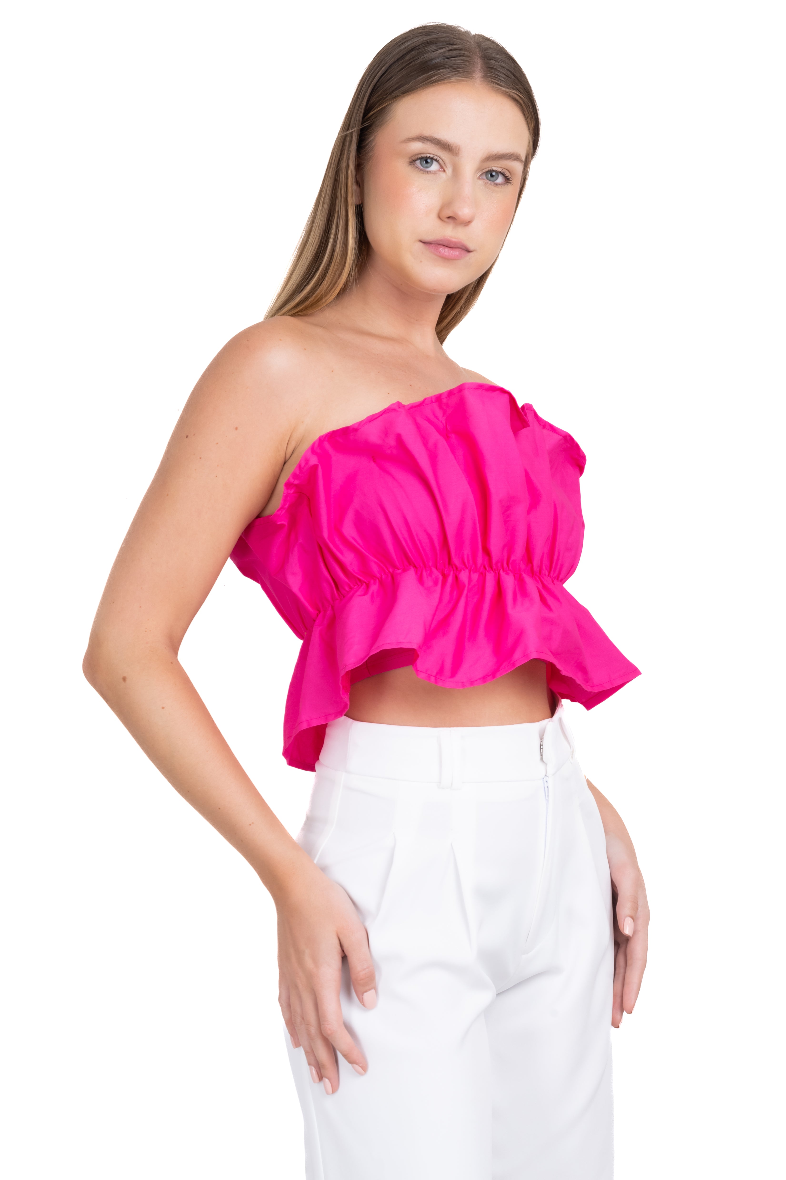 Top strapless liso fruncido FIUSHA
