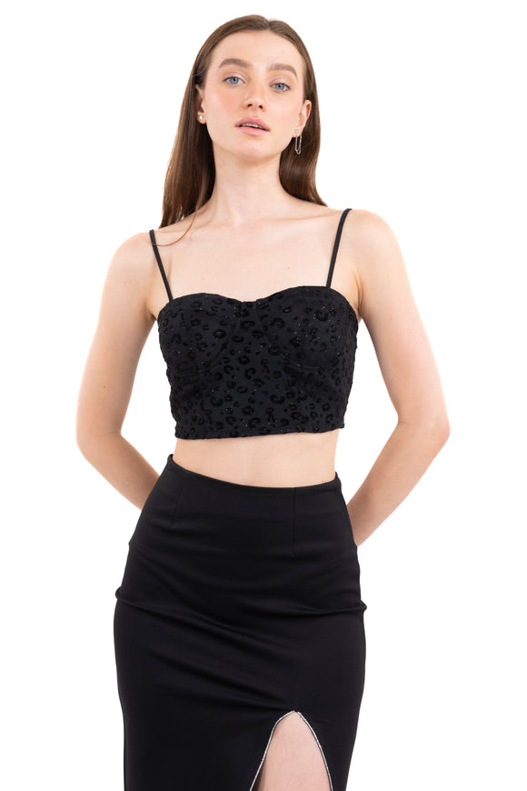 Top mesh animal print
