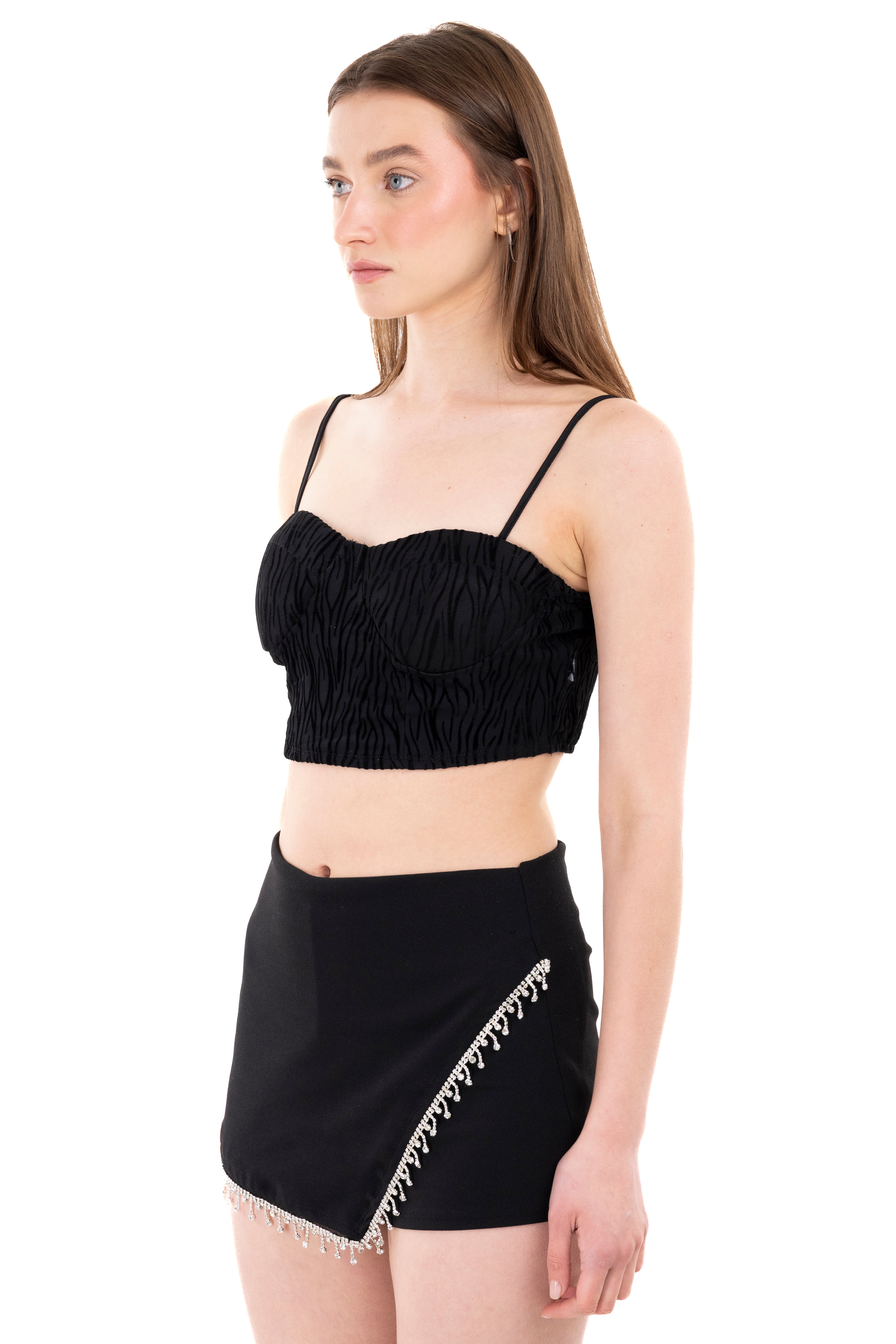 Top estampado mesh cebra NEGRO