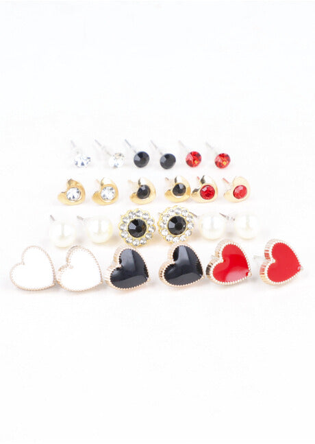 12 Pr Aretes Corazones ROJO
