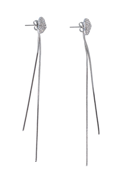 Aretes Largos Corazón PLATA