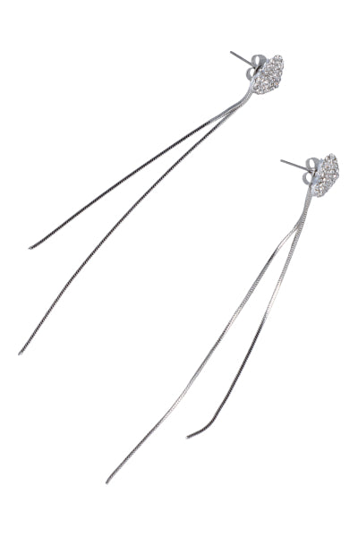 Aretes Largos Corazón PLATA