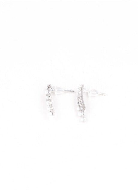 Aretes Barrita Brillos Perla PLATA