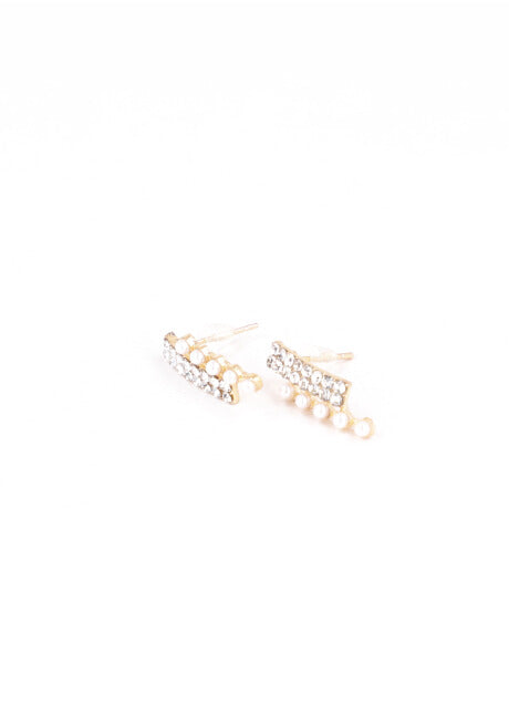 Aretes Barrita Brillos Perla ORO