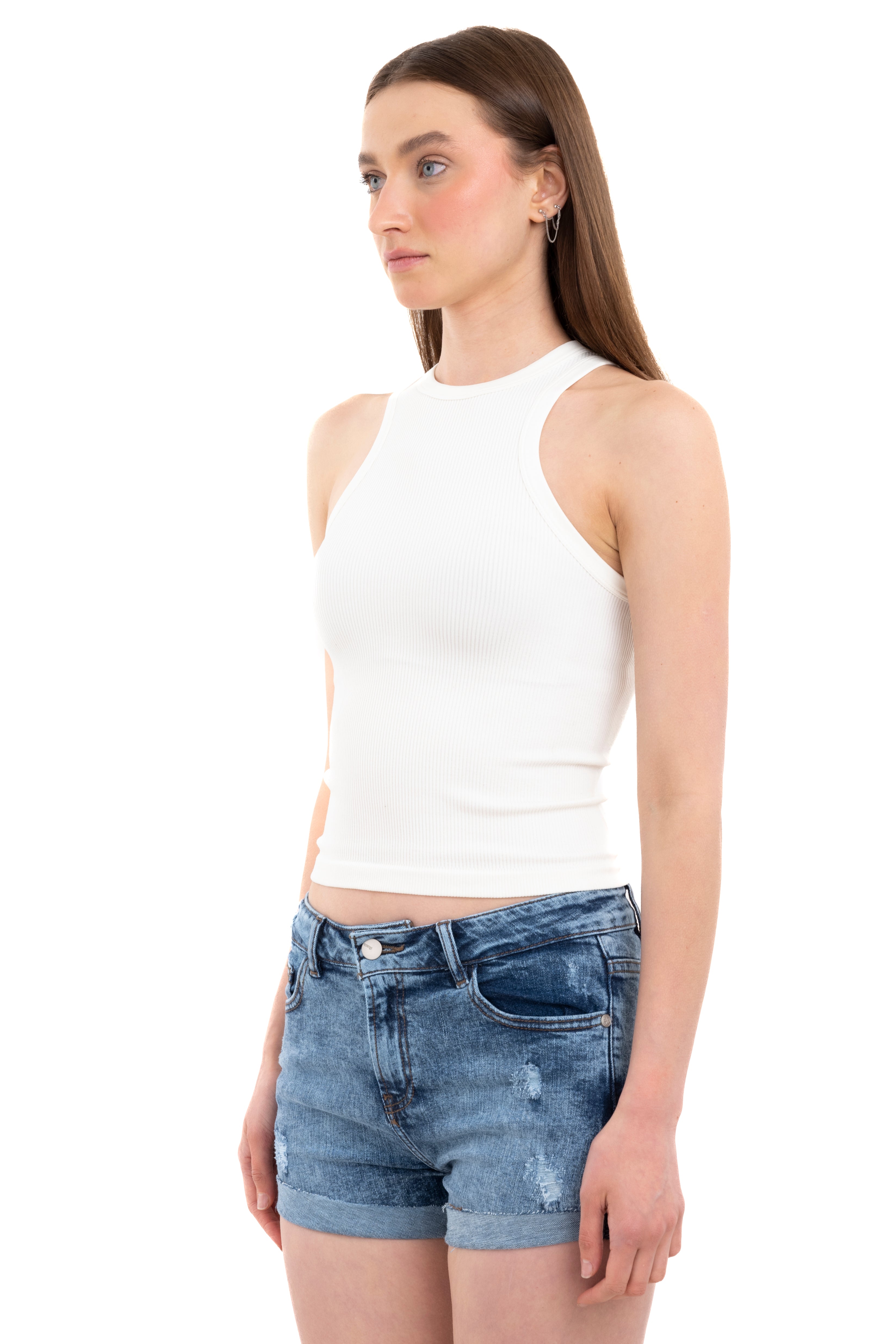 Top tank acanalado CREMA