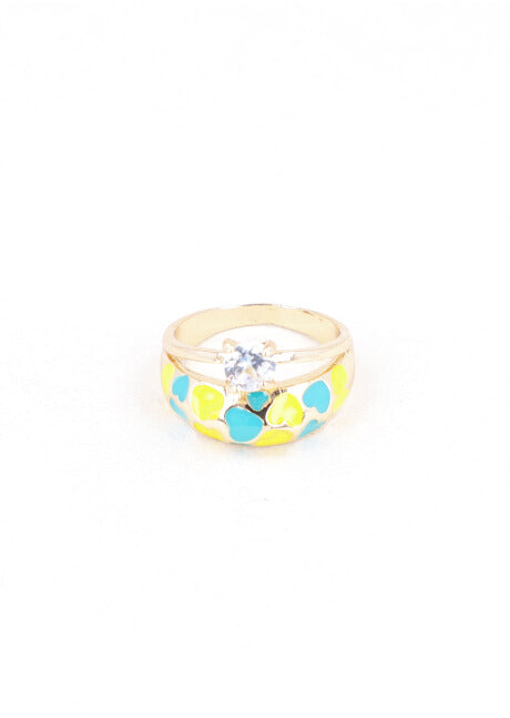 2 P ANILLOS MULTICORAZON AMARILLO