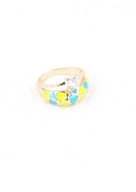 2 P ANILLOS MULTICORAZON AMARILLO