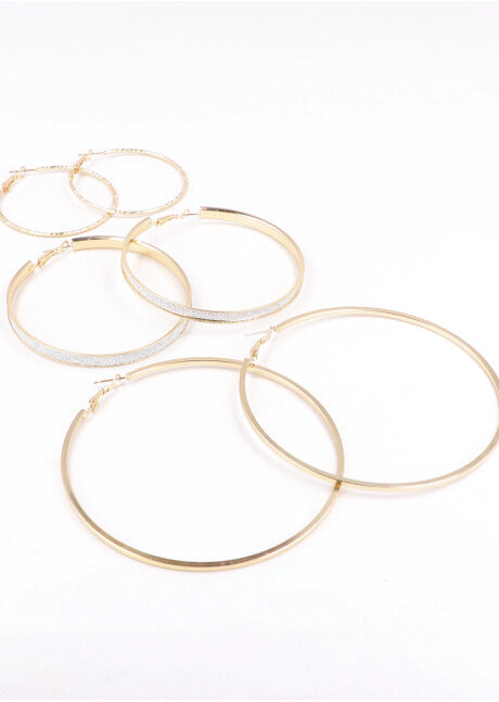 3 Pares Arracadas Planas Glitter ORO