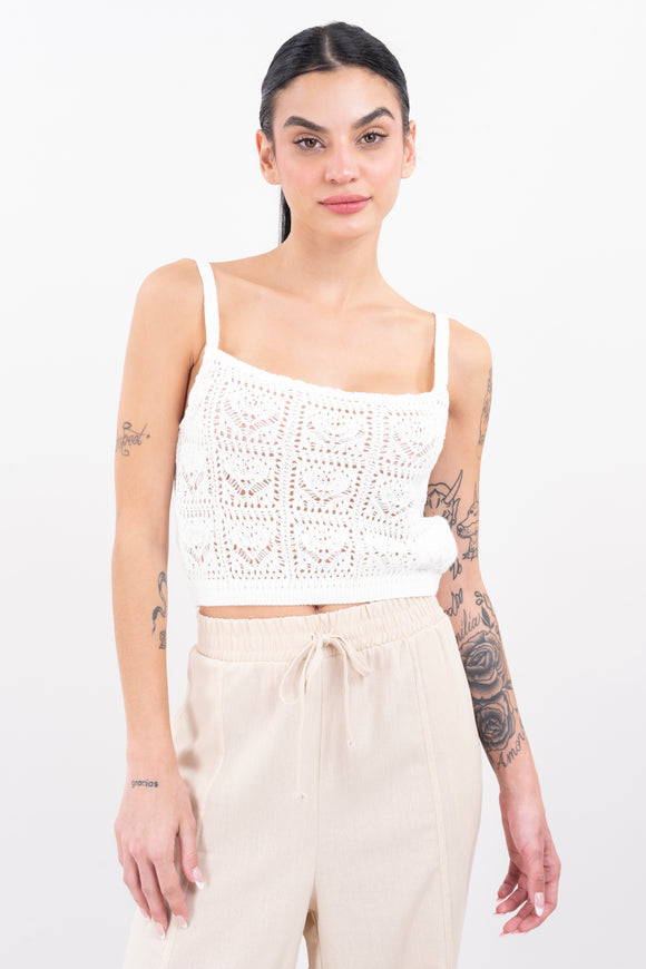 Top crochet corazones
