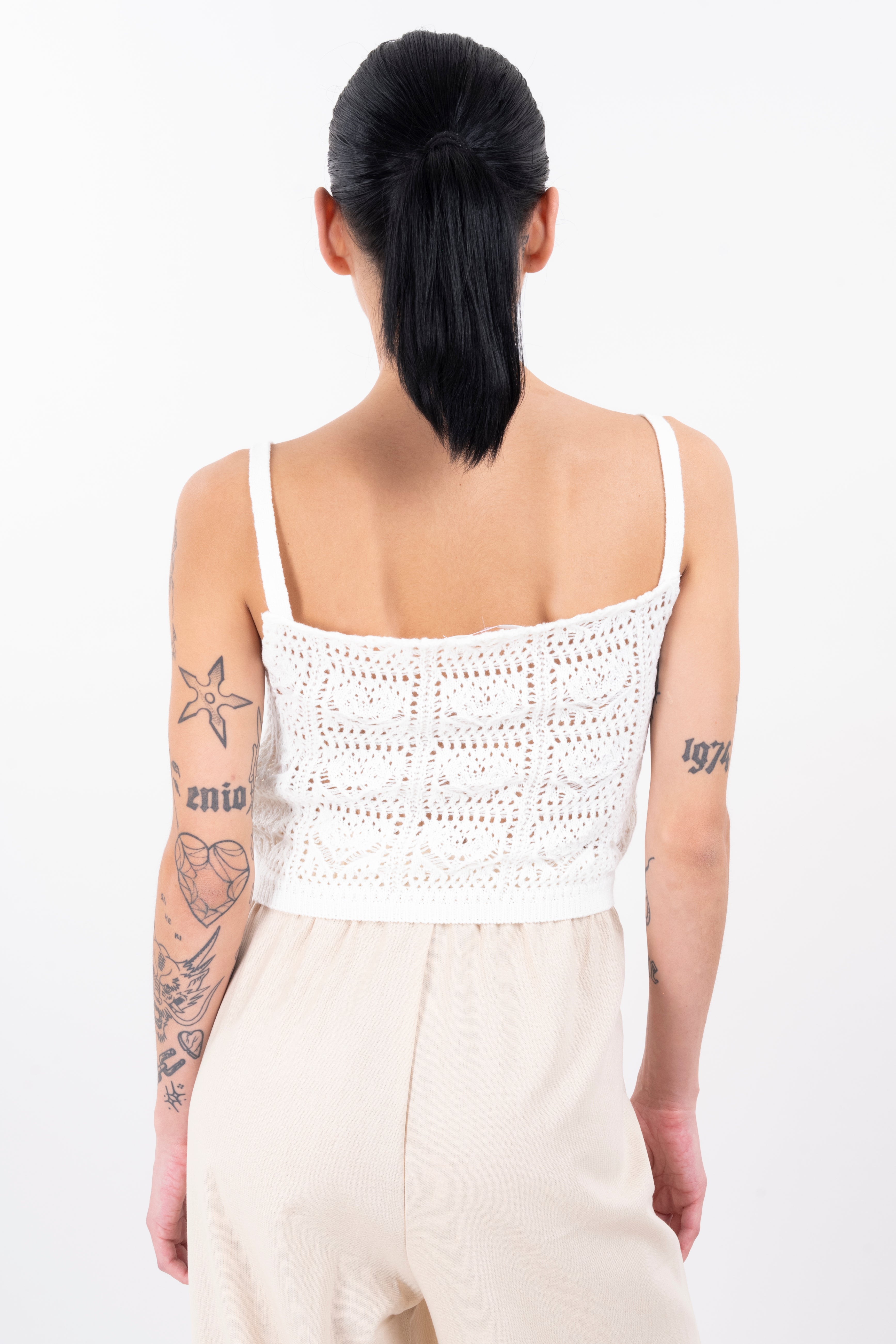 Top crochet corazones BEIGE