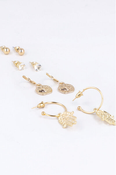 4 Pr Arracadas Mano Hamsa ORO