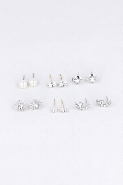 6 Pr Aretes Sol Luna PLATA