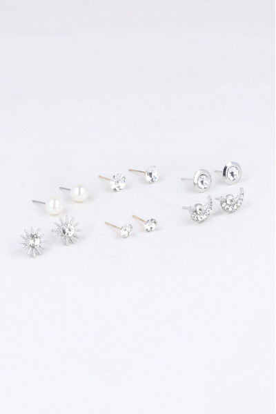 6 Pr Aretes Sol Luna PLATA