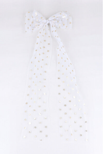 Moño maxi polka dots foil BLANCO