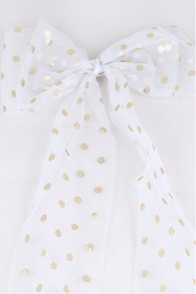 Moño maxi polka dots foil BLANCO