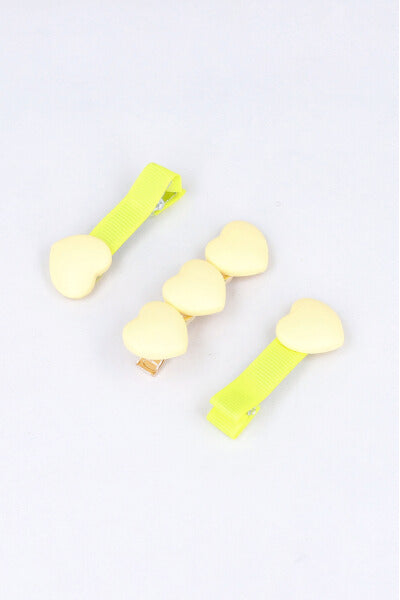 Set 3 piezas pasador mini corazones AMARILLO