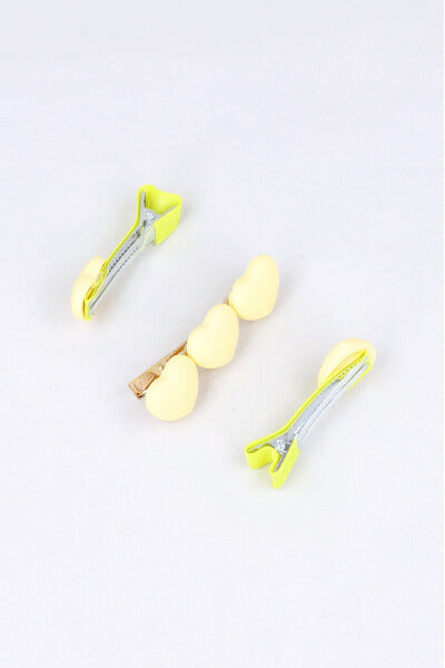 Set 3 piezas pasador mini corazones AMARILLO