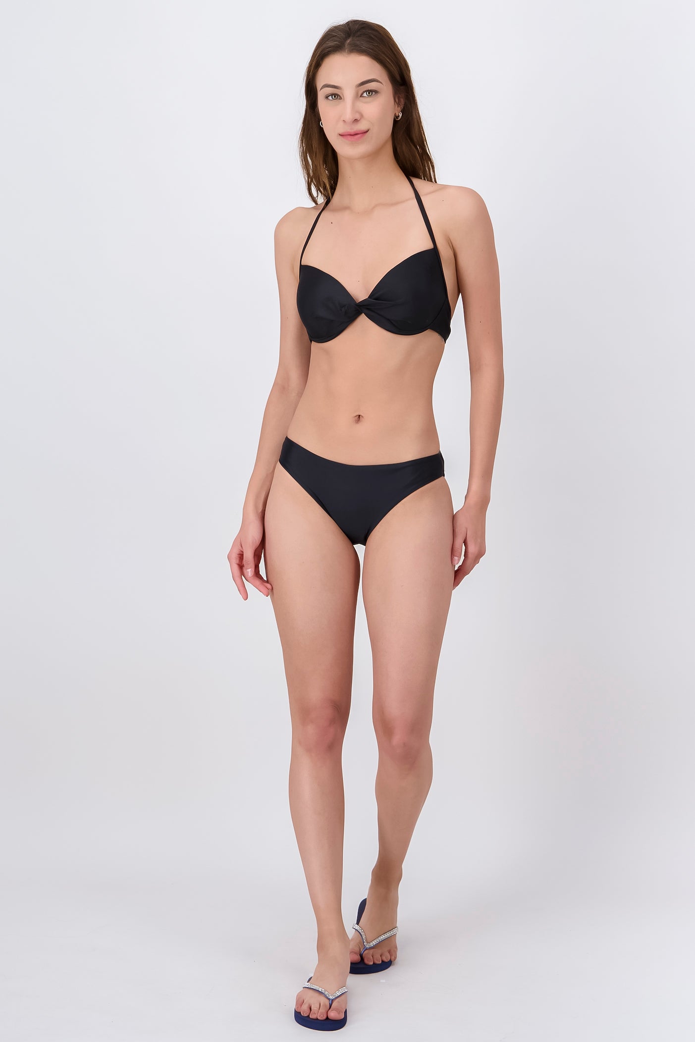Bikini liso copas moño NEGRO