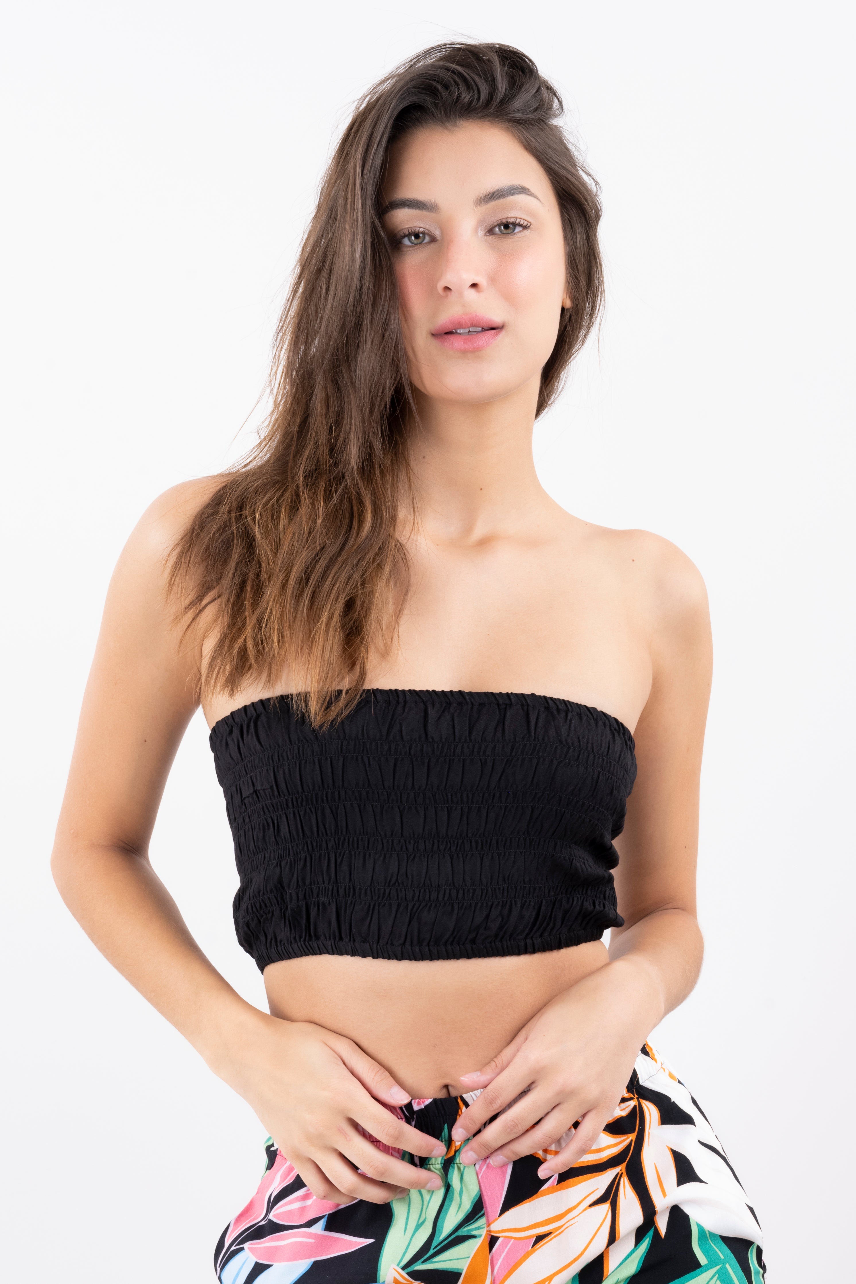 Top bandeau fruncido NEGRO