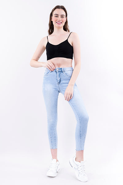 Jeans skinny costuras brillos LIGHT WASH