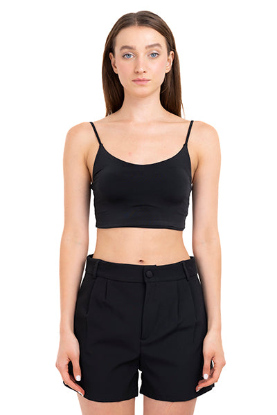 Top crop seamless liso tirantes NEGRO