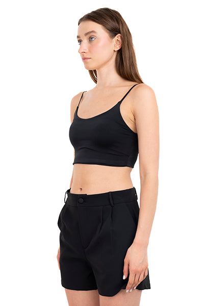 Top crop seamless liso tirantes NEGRO