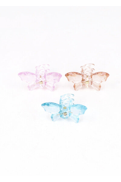 Set 3 Pinzas Mariposa Transparente AZUL