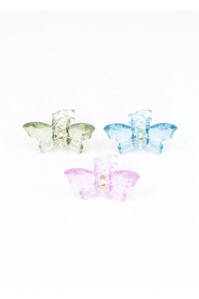 Set 3 Pinzas Mariposa Transparente MORADO