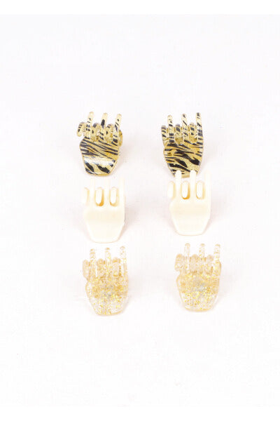 Set 6 pinzas mini animal print BEIGE