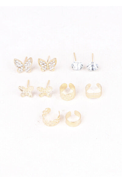 3Pr Aretes Mariposa Y Earcuff