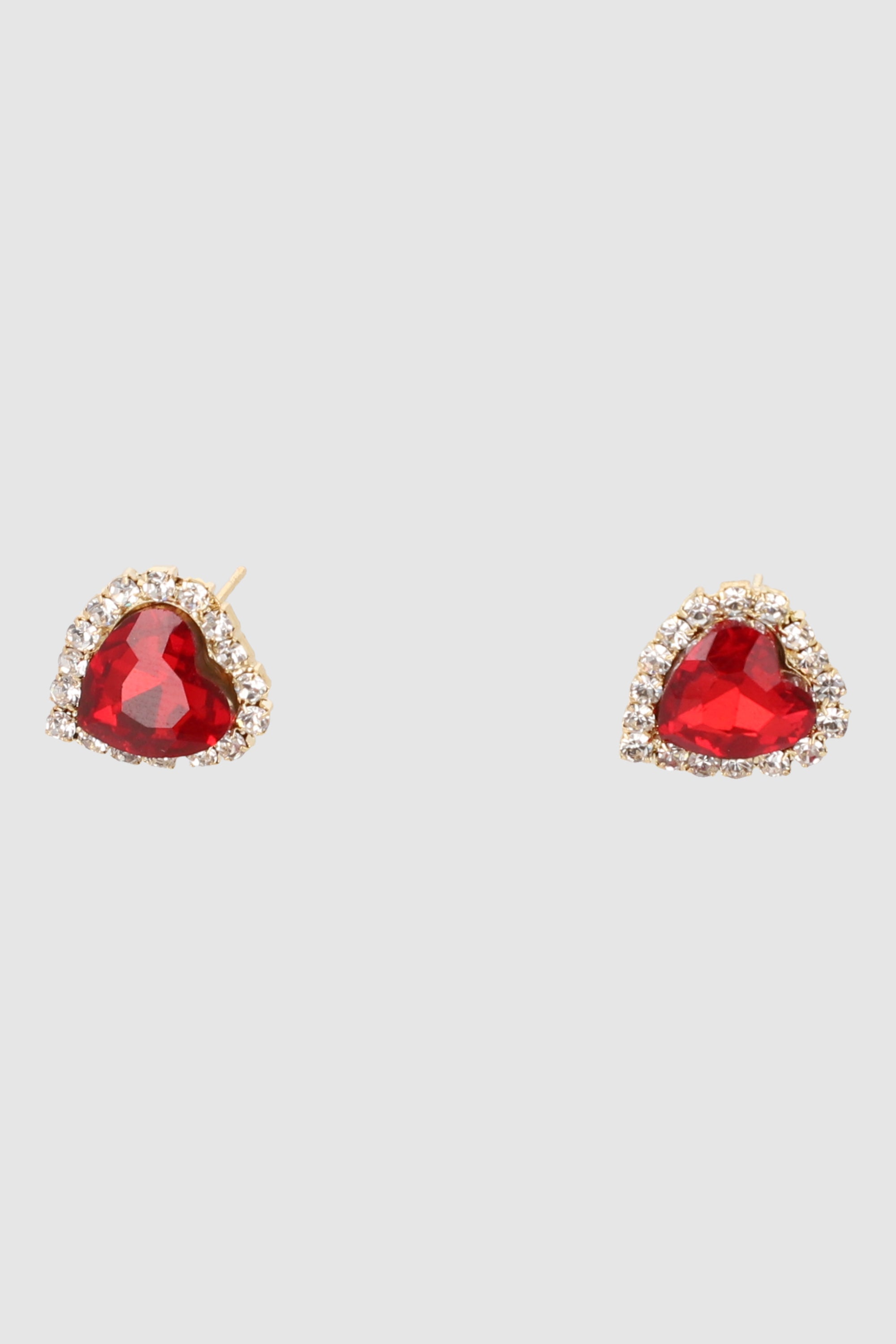 Aretes Studs Corazón Brillos ROJO