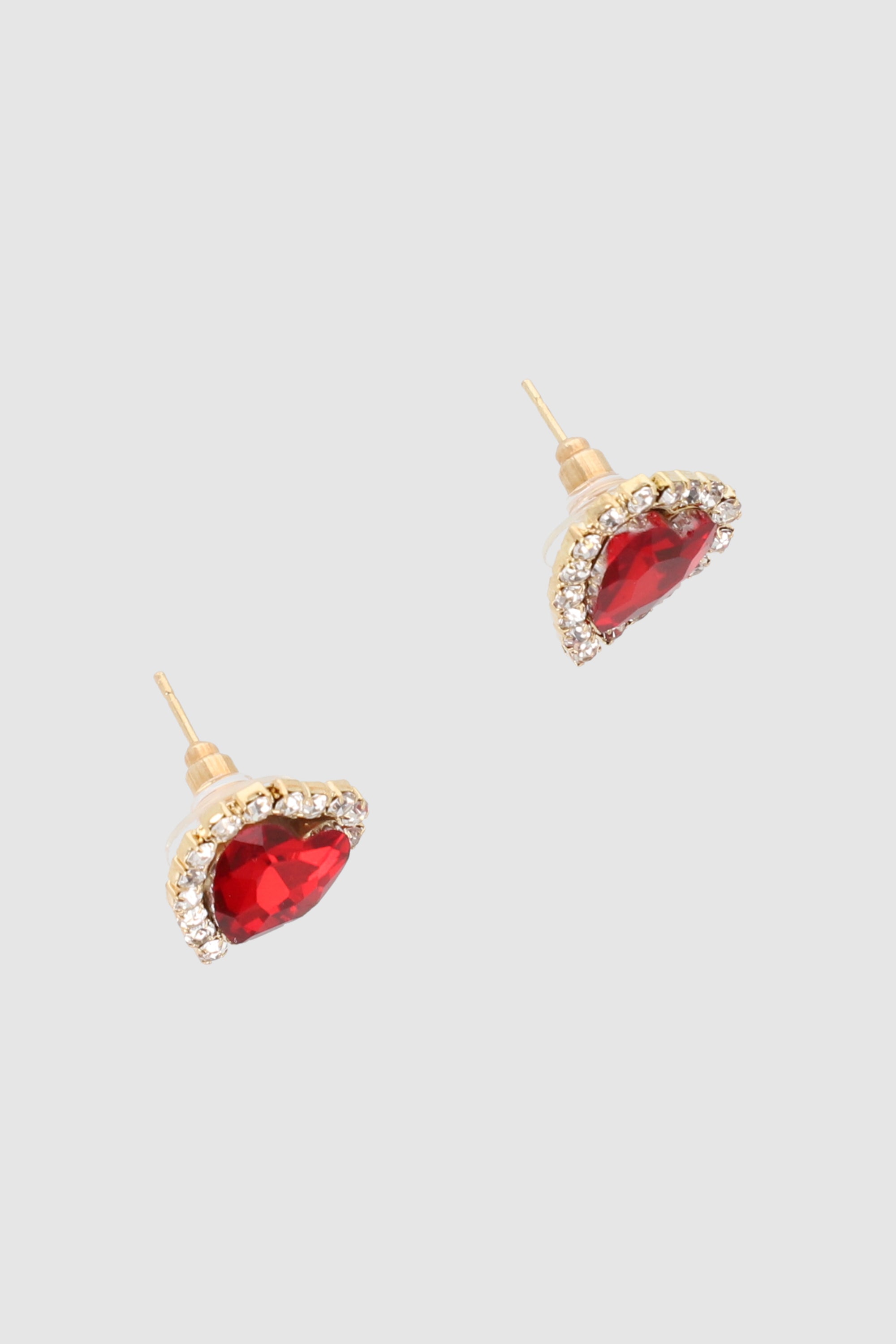 Aretes Studs Corazón Brillos ROJO