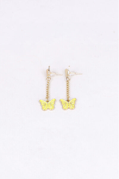 Aretes Doble Mariposa Color AMARILLO