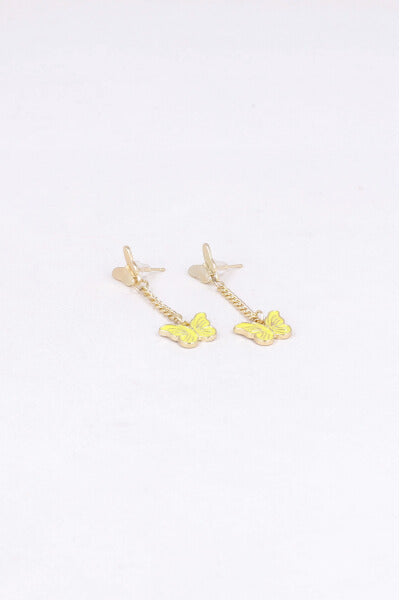 Aretes Doble Mariposa Color AMARILLO