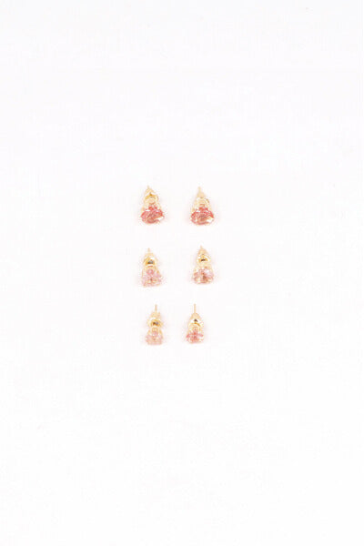 3 Pr Aretes Corazon ROSA
