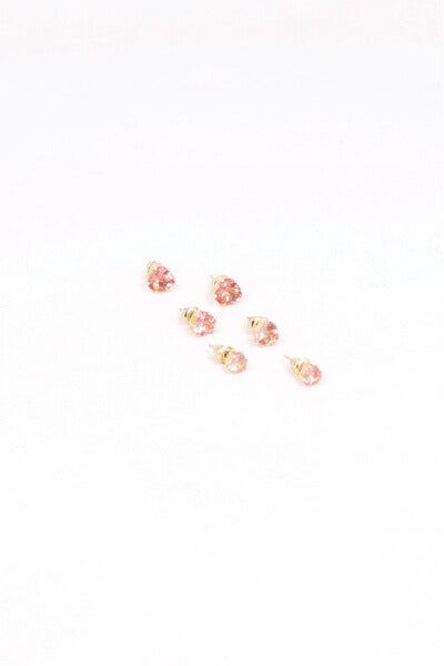 3 Pr Aretes Corazon ROSA