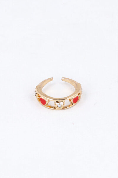 Anillo Corazones Brillos Color ROJO