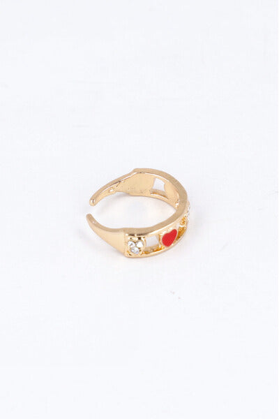 Anillo Corazones Brillos Color ROJO