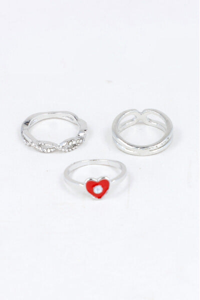 3P Anillos Corazon Ojo PLATA