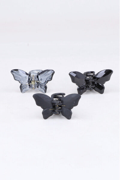 Set 3 piezas pinza mini mariposa NEGRO