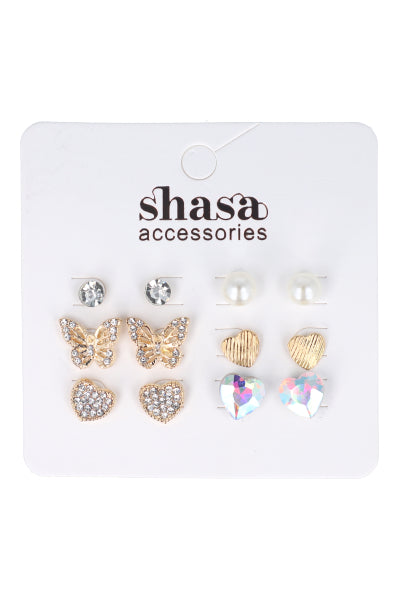 Set 6 Pares Aretes Studs