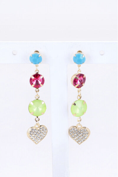 Aretes Cristales Corazon ROSA