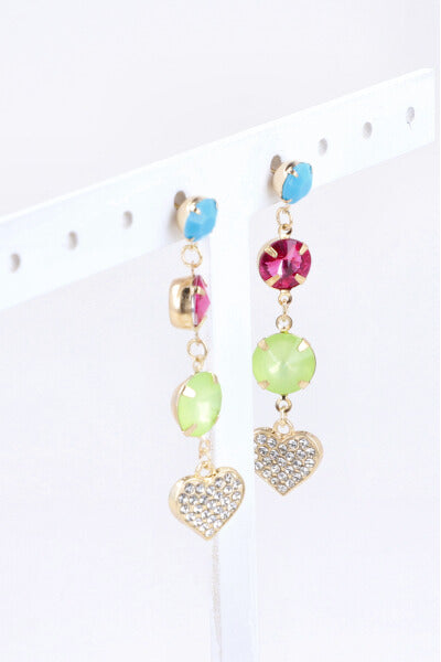 Aretes Cristales Corazon ROSA