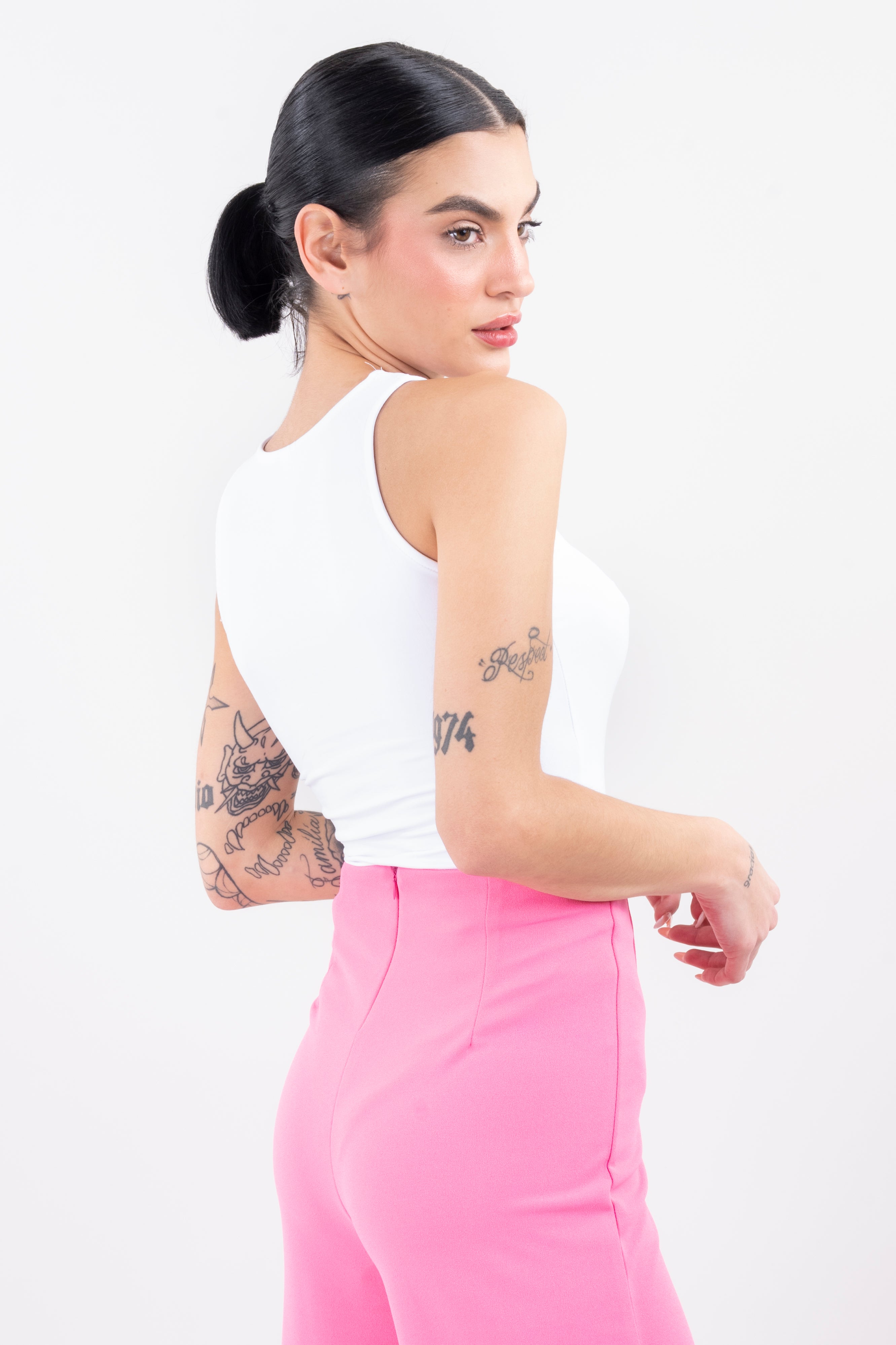 Bodysuit liso cuello redondo BLANCO