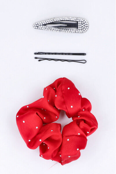 Set 4 Accesorios Cabello Scrunchie ROJO