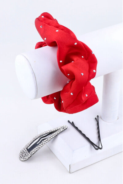 Set 4 Accesorios Cabello Scrunchie ROJO