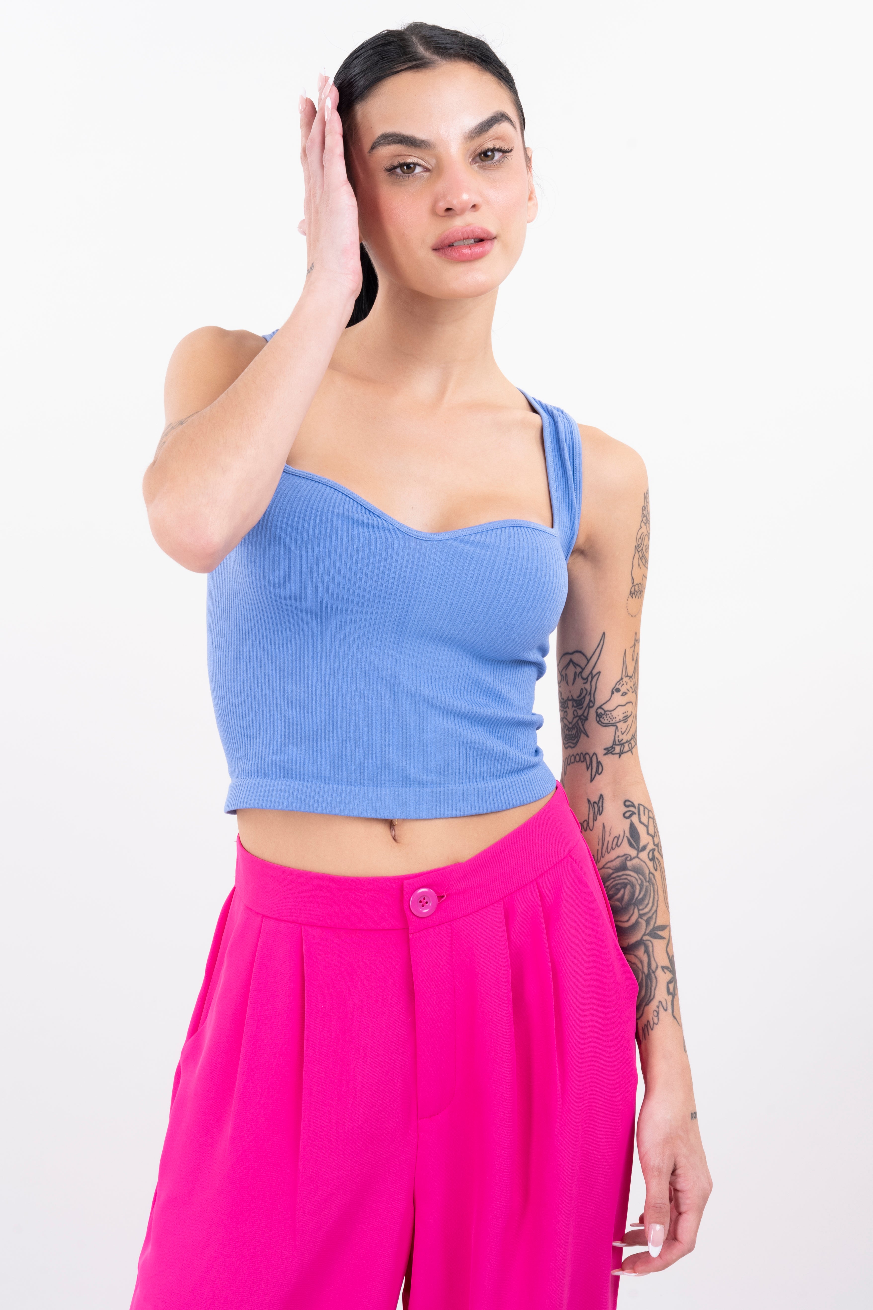 Top seamless acanalado AZUL