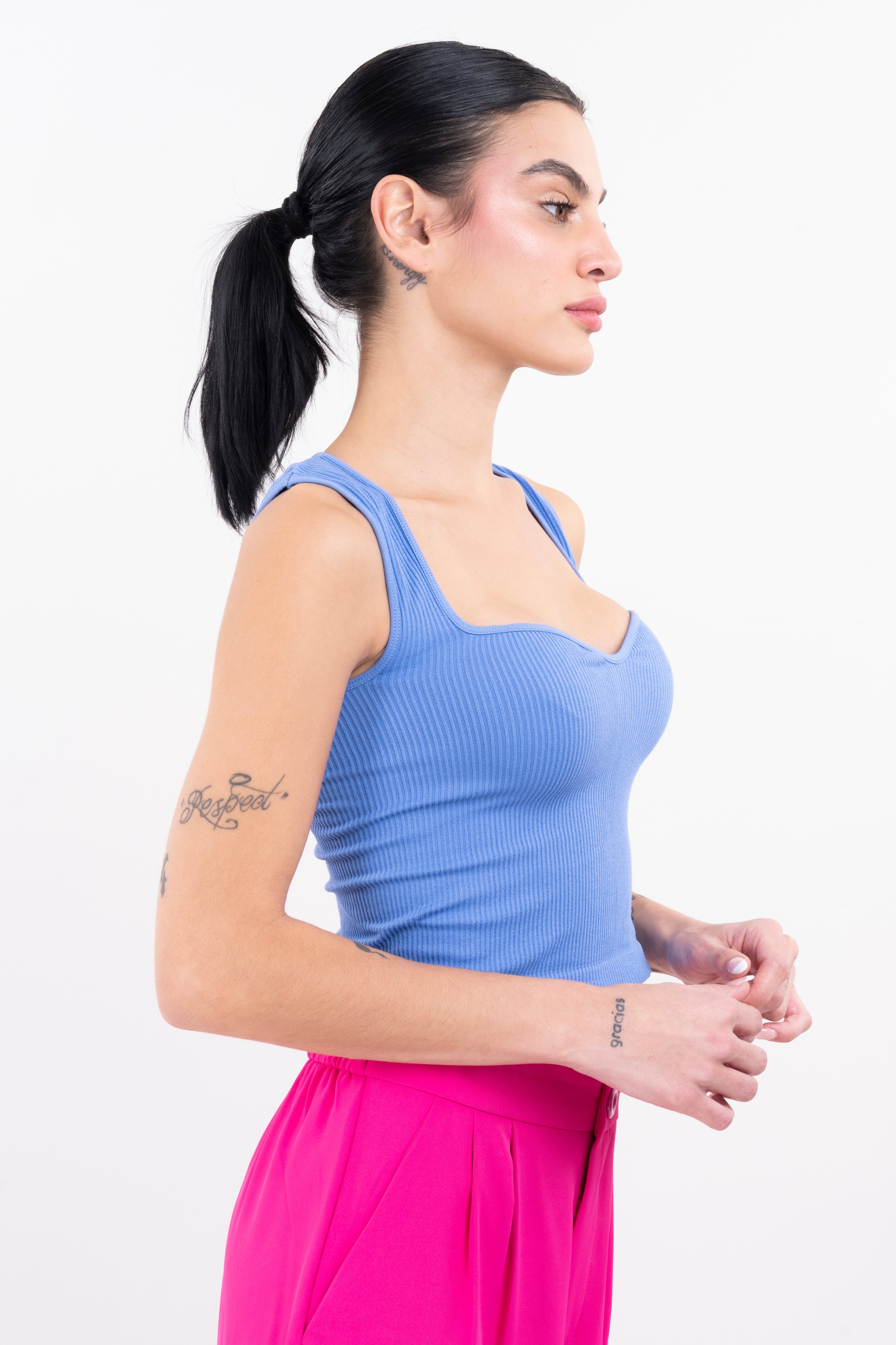 Top seamless acanalado AZUL