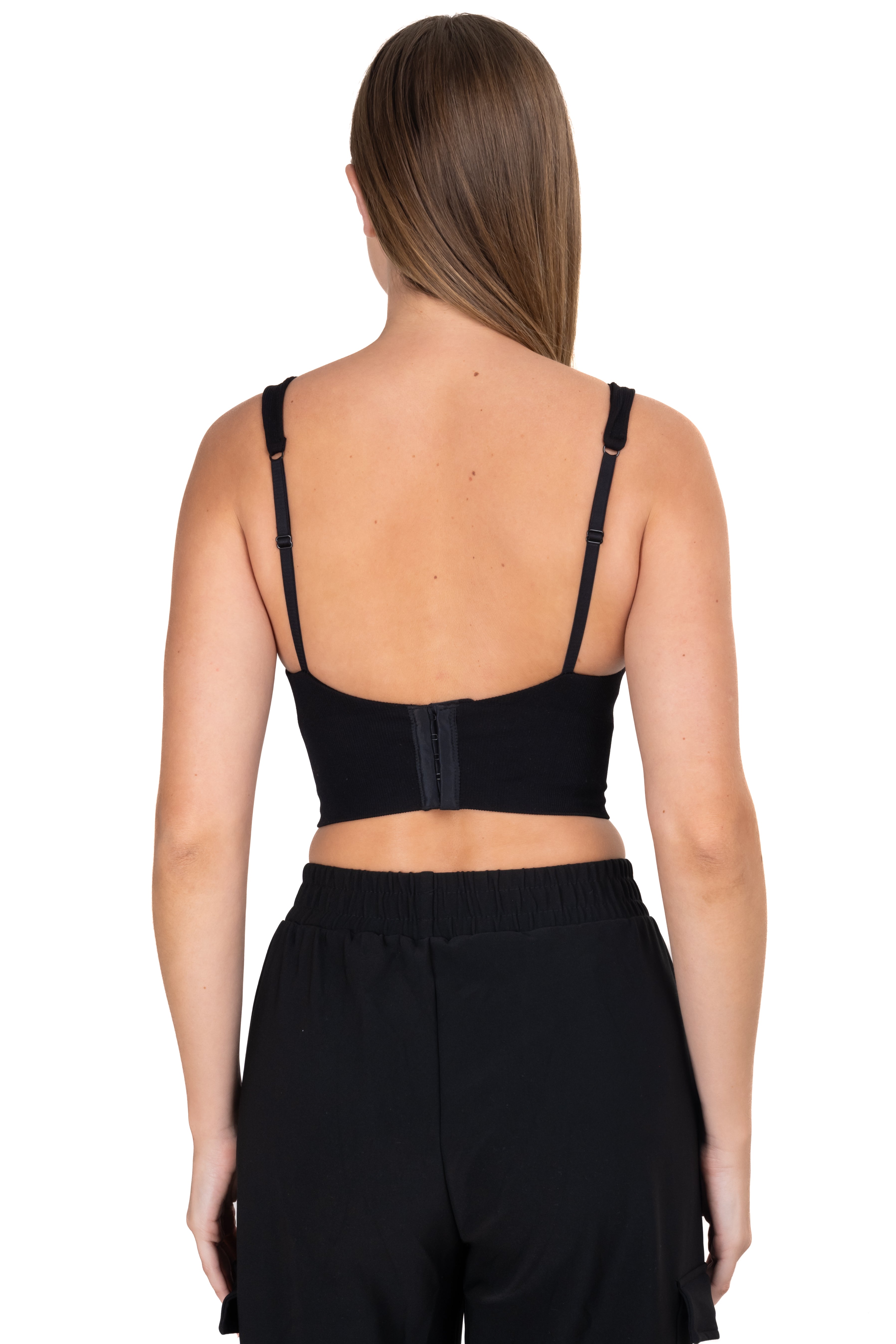 Top acanalado copas NEGRO