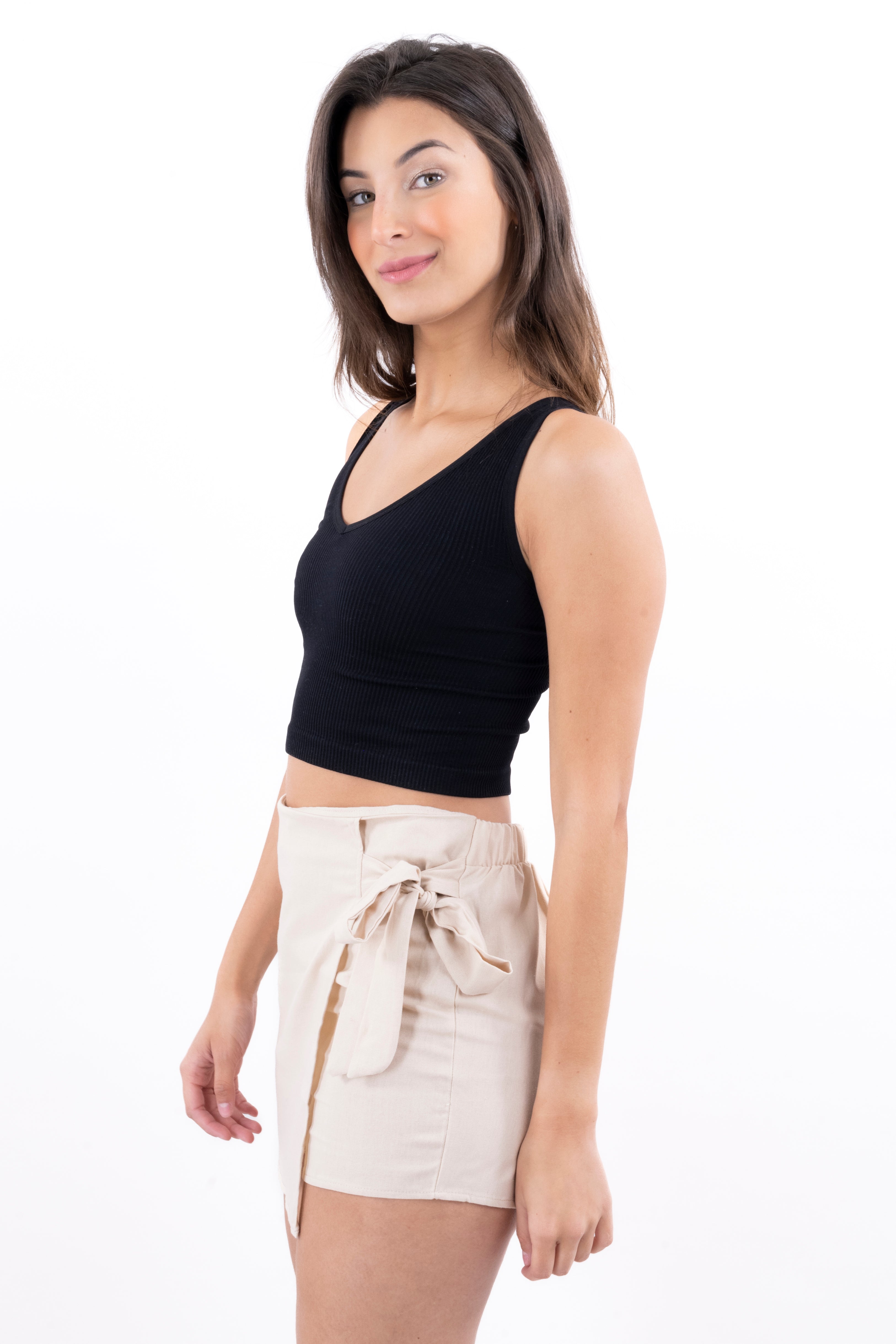 Top tank rib seamless liso NEGRO